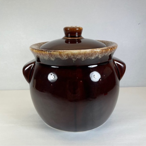 Vintage Accents Vintage Brown Drip Glaze Bean Pot With Lid Poshmark